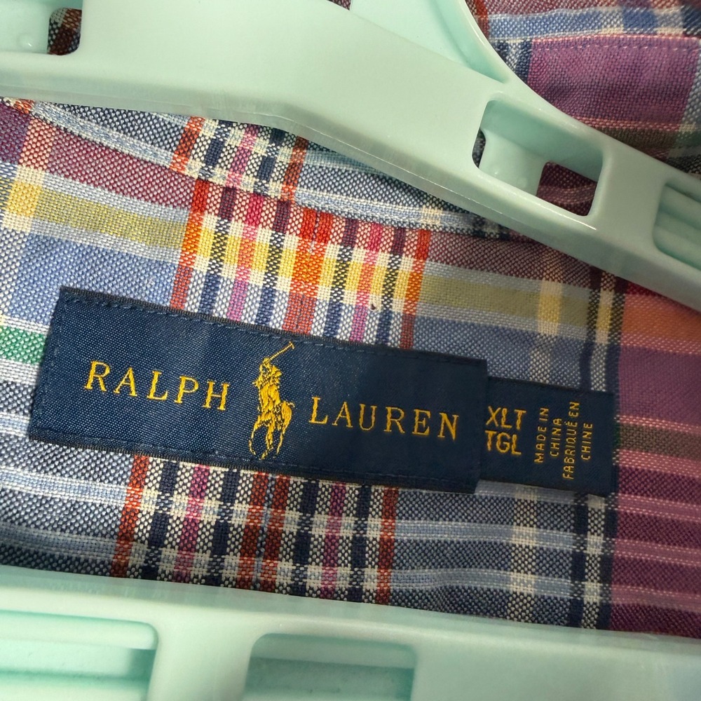 Ralph Lauren Button Down Shirt Mens‎ XLT Blue Red Plaid Long Sleeve Pony Oxford - Picture 6 of 9